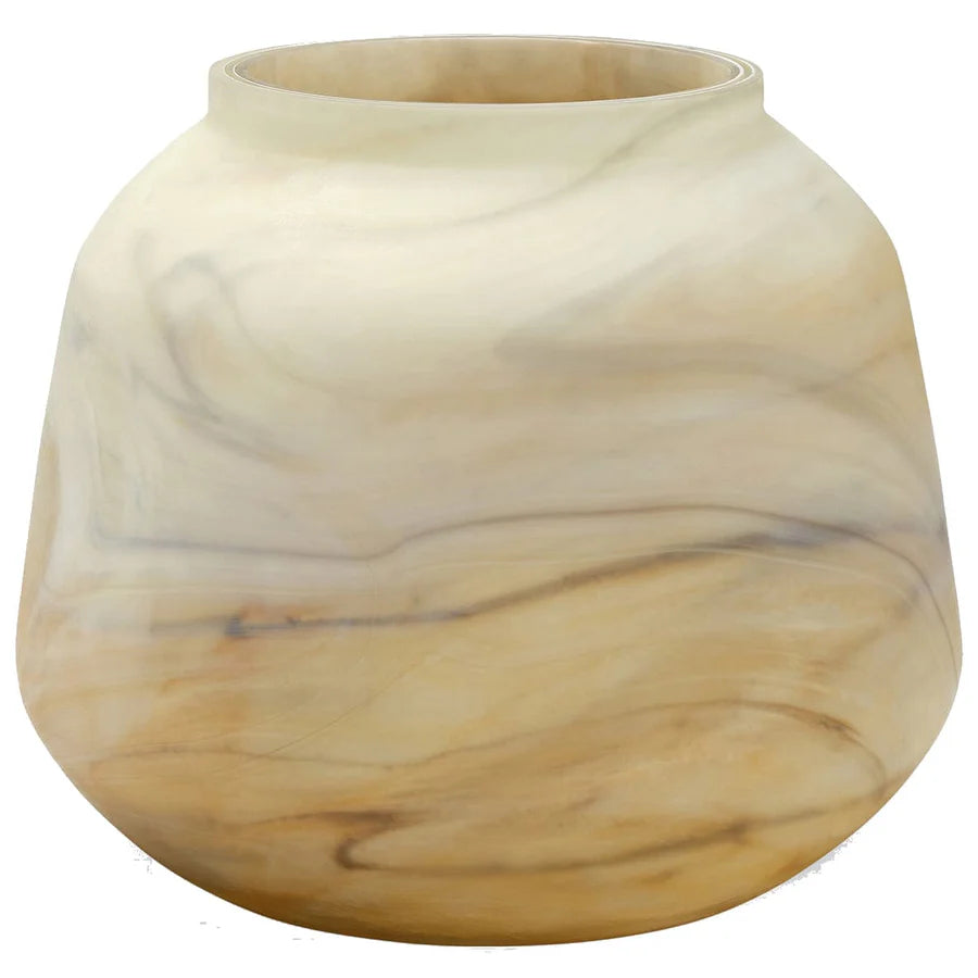 Made Goods Andra Alabaster Vase showcasing a smooth, elegant ceramic design with a rounded shape and neutral color.