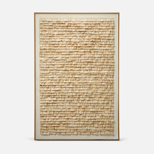Framed textured artwork on a white background