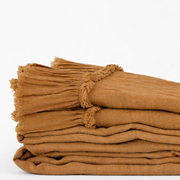 Matteo Tat Linen Queen Duvet Cover in Clay, showcasing soft fabric and elegant design for cozy bedroom decor.