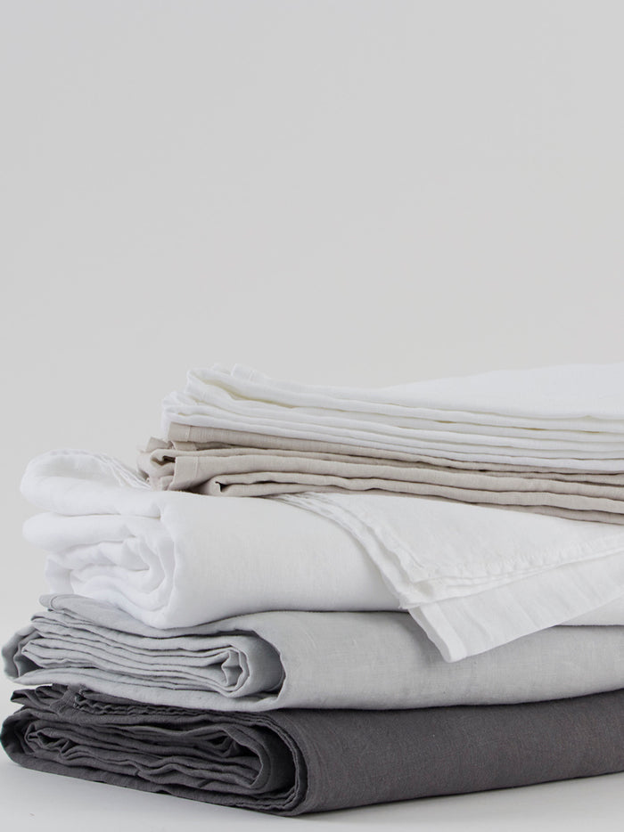 Vintage Linen Flat Sheet White King