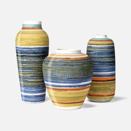 Made Goods Delta Ceramic Multi Striped Vases Set of 3