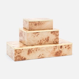 Made Goods Fabron Burl Wood Boxes, Set of 3