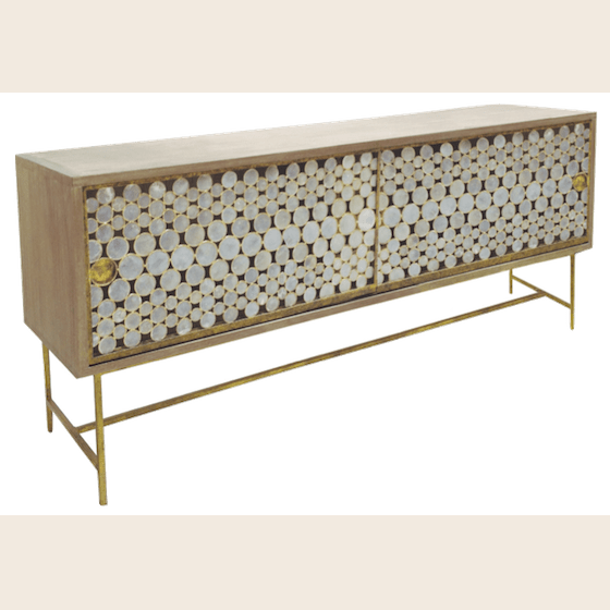 Serena Buffet, Driftwood, Antique Gold, 71.75Wx18Dx32H