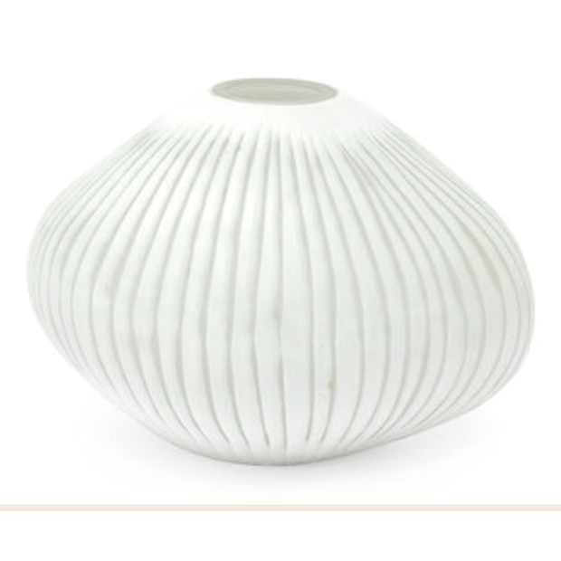Medium white Palecek Corfu Vase with a smooth, rounded design, perfect for elegant home decor.