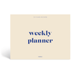 Blue Joy Undated Weekly Desk Planner by Papier with open pages showing weekly layout and clean design.