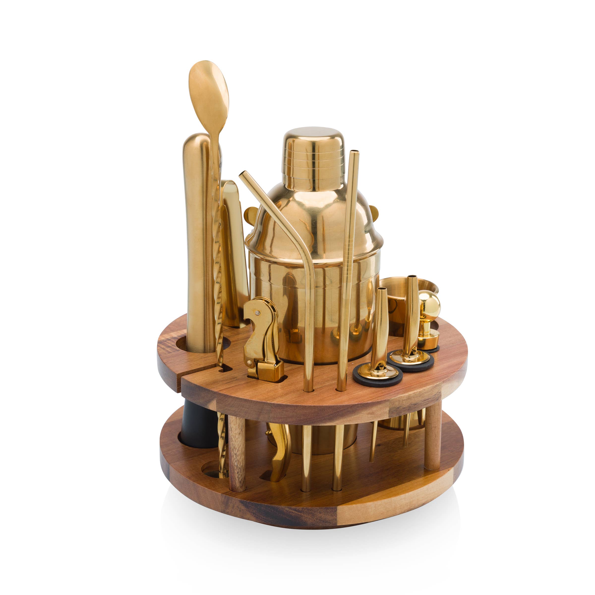 Carousel Lazy Susan bar set by Picnic Time Family of Brands, including rotating serving tray and bar accessories for entertaining.