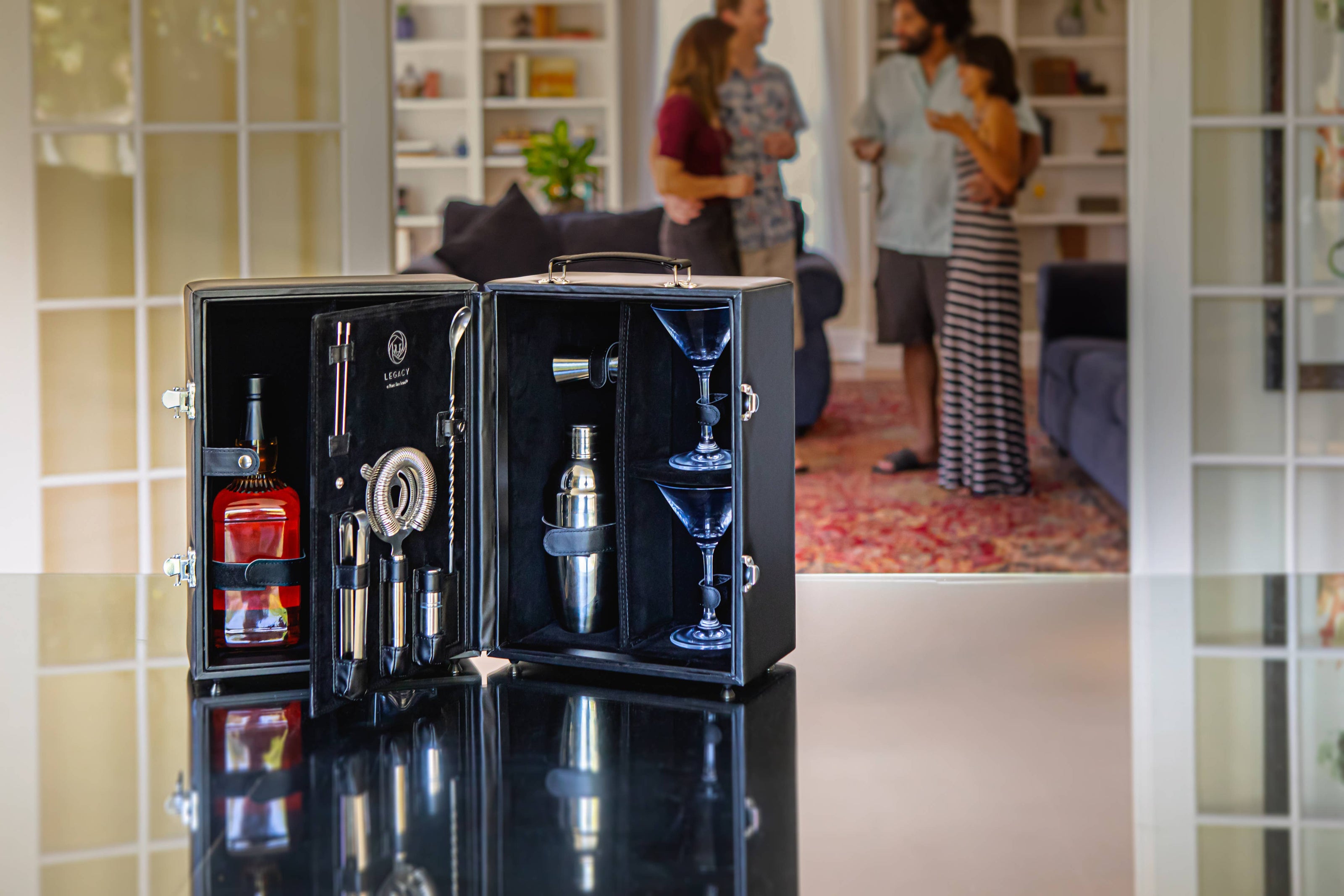 Manhattan Cocktail Case by Picnic Time Family of Brands, a stylish bar accessory with compartments for cocktail tools and bottles.