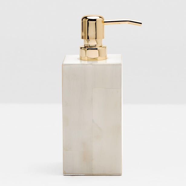 Pigeon & Poodle Arles Faux Horn Soap Pump in bath accessories, featuring a faux horn design and pump dispenser.