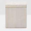 Pigeon & Poodle Arles square canister in white faux horn, a stylish bath accessory with a modern geometric design.