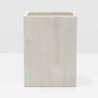 White horn-shaped Pigeon & Poodle Arles wastebasket, sleek bath accessory with modern design, ideal for bathroom organization.