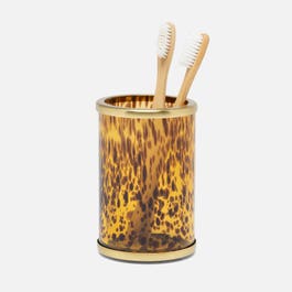 Pigeon & Poodle Benton brush holder in white ceramic, part of bath accessories, featuring a sleek, modern design.