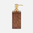 Pigeon & Poodle Bern soap pump in dark honey mappa burl wood for bath accessories, stylish and functional bathroom decor.
