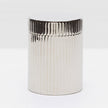 Shiny nickel Pigeon & Poodle Redon 3x4 canister from bath accessories collection, featuring a sleek, modern design.