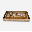 Set of two Pigeon & Poodle Redon nested trays for bath accessories in shiny nickel finish.