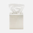 Shiny nickel Pigeon & Poodle Redon square tissue box for bath accessories, featuring a sleek, modern design and square shape.