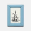 Pigeon & Poodle Eton leather picture frame in country blue, designed for 4x6 photos with elegant leather detailing.