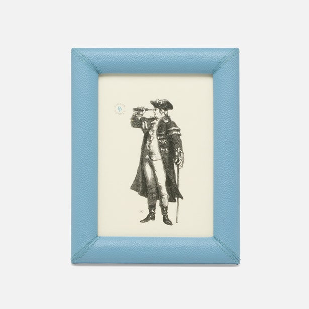 Pigeon & Poodle Eton leather photo frame in country blue with a classic design for 4x6 pictures.