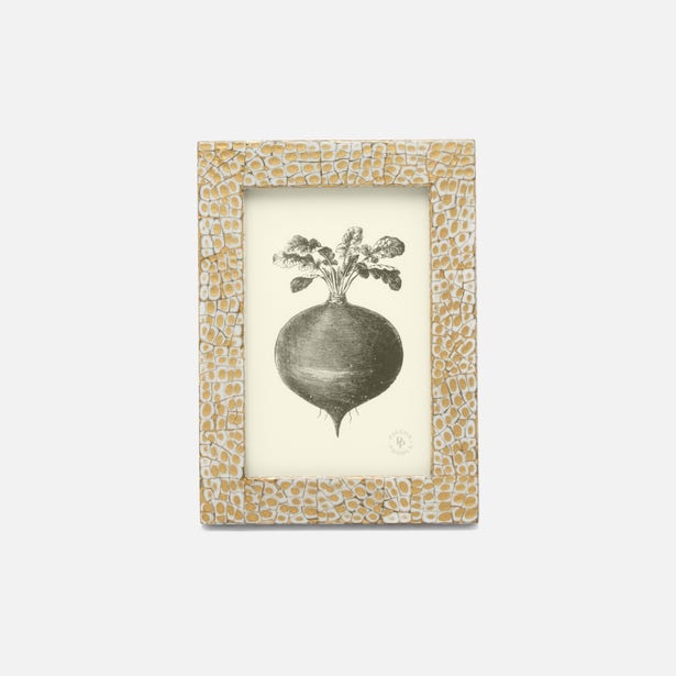Gold and white Pigeon & Poodle Westport photo frame holding a 4x6 picture, elegant design with a modern, stylish finish.