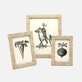 Gold and white Pigeon & Poodle Westport frame holding a 4x6 photo, showcasing elegant design and craftsmanship.