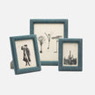 Dark green Pigeon & Poodle Kemi cotton jute frame with a 4x6 photo opening, showcasing textured fabric and stylish design.