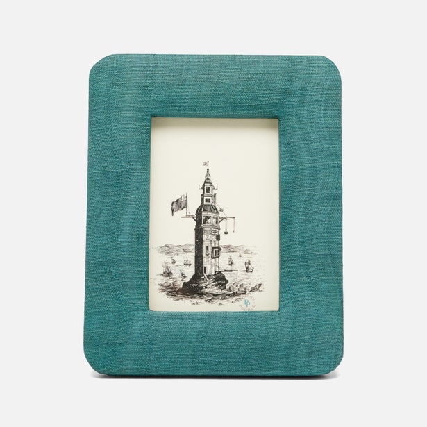 Navy Pigeon & Poodle Halle photo frame holding a 4x6 inch picture, made of wood with a simple, elegant design.