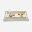 Set of two Pigeon & Poodle Arles white faux horn trays with sleek, modern design and smooth finish.