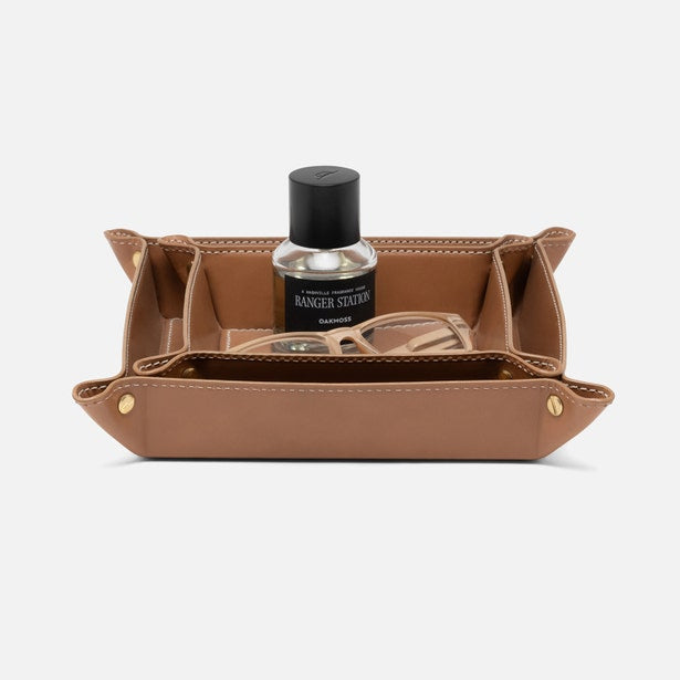 Set of two Pigeon & Poodle Belmont trays, rectangular wooden trays with handles, featuring minimalist design and natural wood finish.