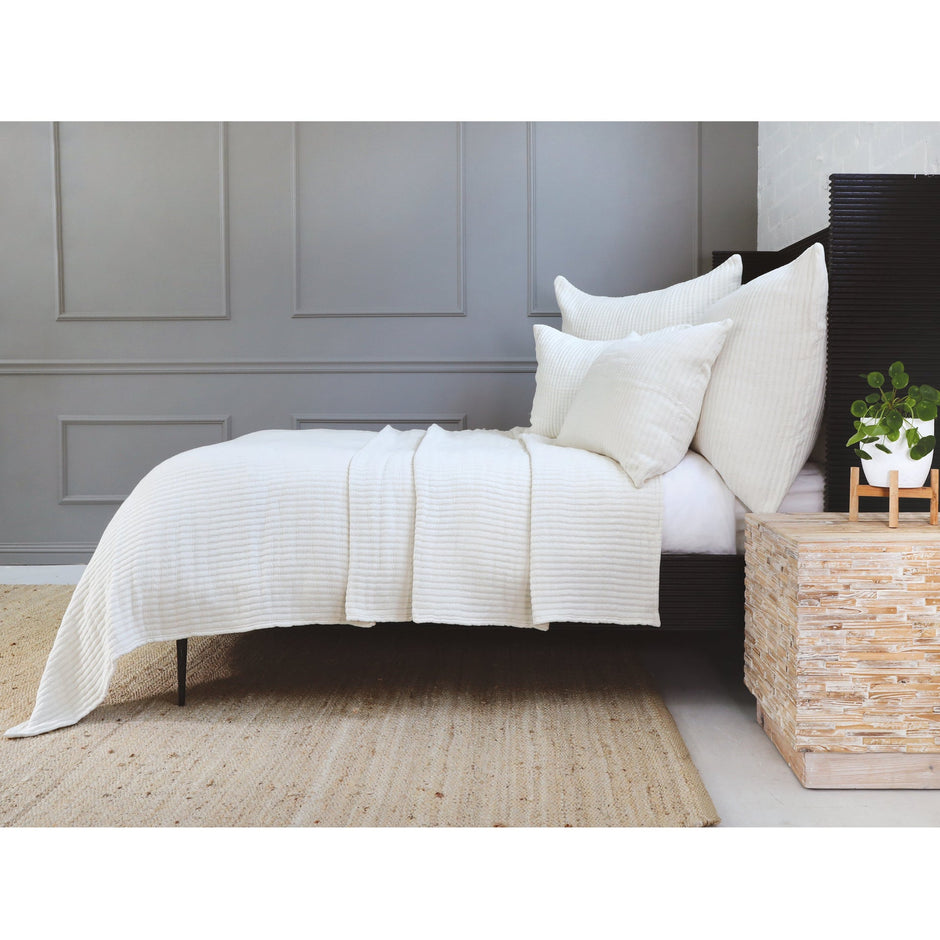 Amber Pom Pom at Home Vancouver Coverlet, king-size blanket with soft, textured fabric and decorative pom-pom accents.