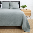 Midnight blue Pom Pom at Home Huntington coverlet with tufted pom pom accents on soft fabric, designed for cozy bedding.