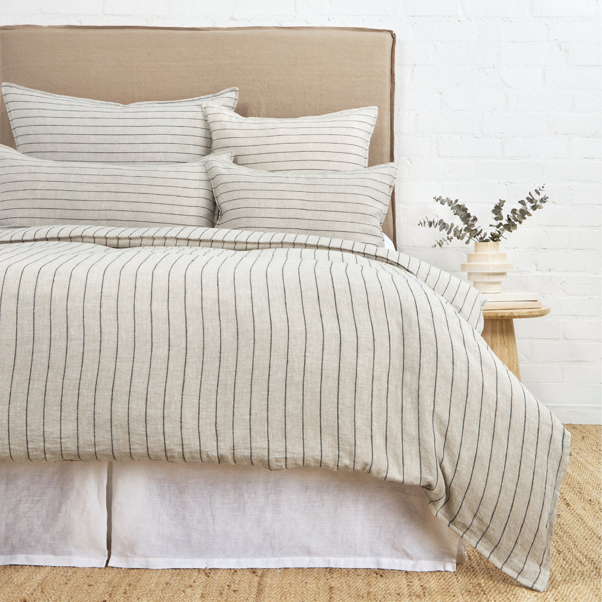 Pom Pom at Home Blake duvet cover in flax and midnight, king size, with soft fabric and stylish design.