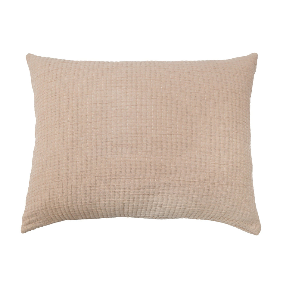 Natural-colored Pom Pom at Home Vancouver sham, king size decorative pillow cover with soft fabric and playful pom pom accents.