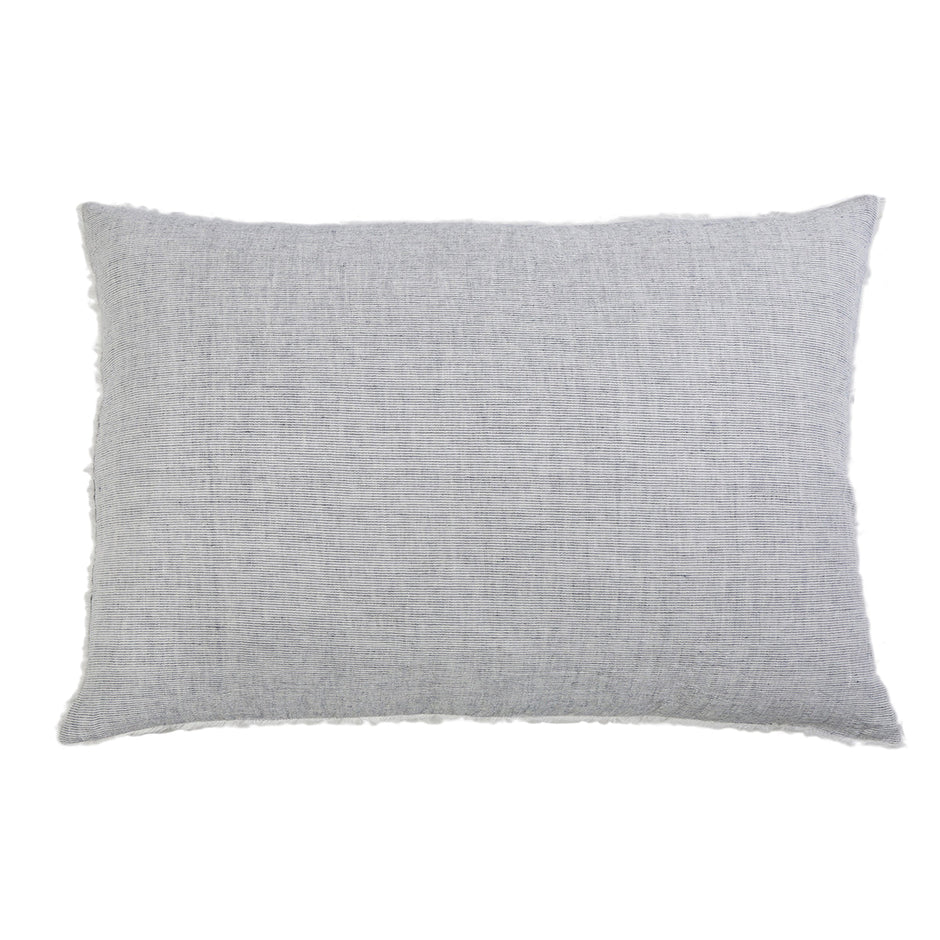Navy Pom Pom at Home Logan Sham for king-sized bed, soft fabric with playful pom pom trim, decorative bedroom pillow cover