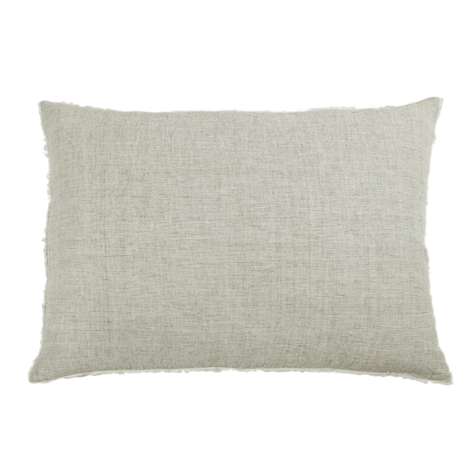 Navy Pom Pom at Home Logan Sham showing soft fabric and decorative pom pom trim for king-sized bedding.