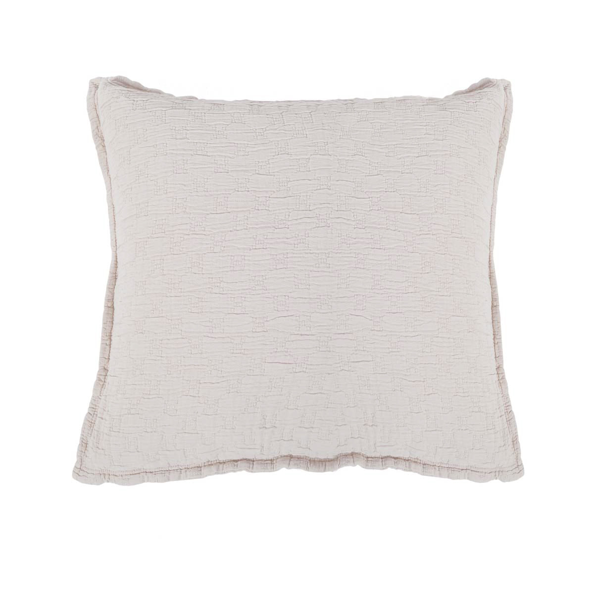 White Pom Pom at Home Ojai Matelasse Euro Sham with textured fabric and decorative pom pom edging for a cozy, stylish look.