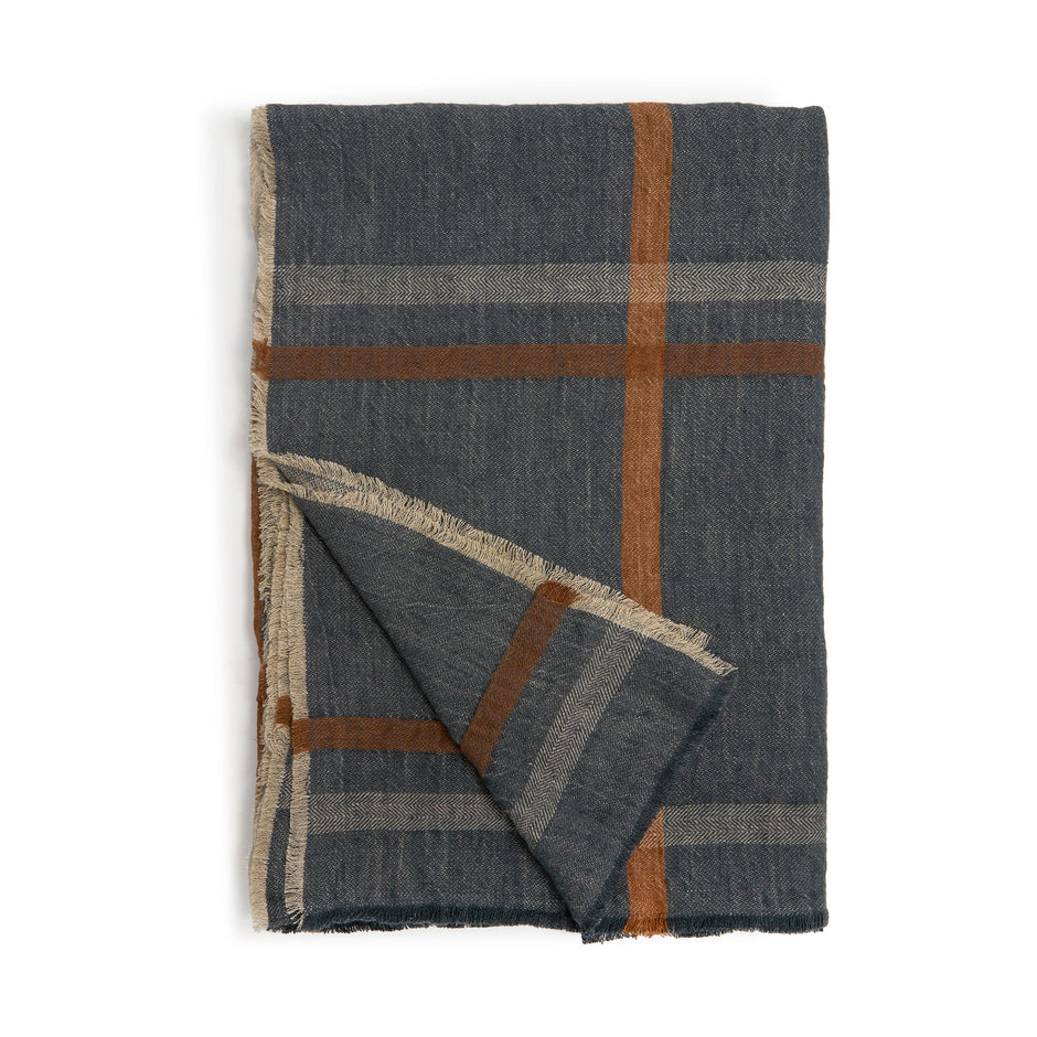 Dark teal oversized throw blanket from Pom Pom at Home with a cozy, textured design, perfect for adding warmth and style to your space.