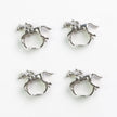 Set of four silver horse jockey napkin rings by Pomegranate, featuring detailed equestrian design for elegant table settings.
