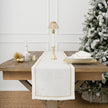 India Hicks linen table runner from Pomegranate featuring elegant, natural-colored linen fabric for sophisticated table decor.
