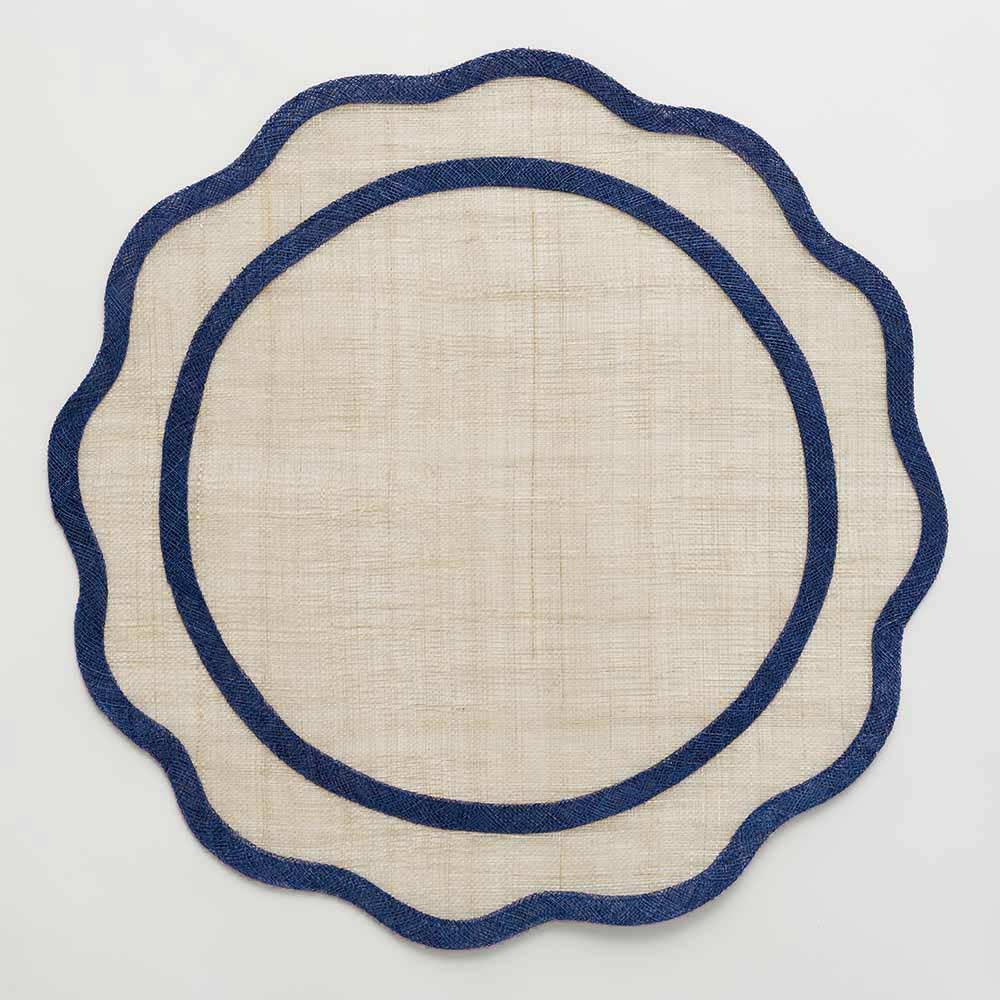 Dark blue rice paper placemat from Pomegranate, a stylish table linen with intricate paper design for dining decor.