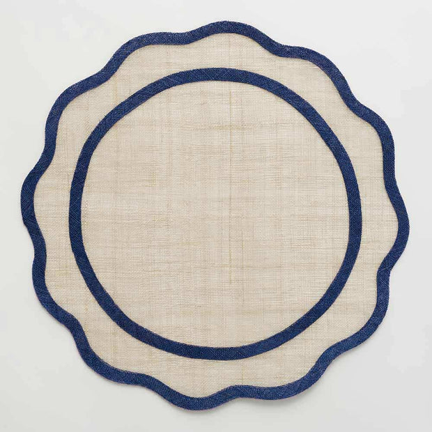 Dark blue rice paper placemat from Pomegranate, a stylish table linen with intricate paper design for dining decor.