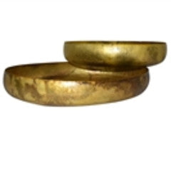 Set of 2 Round Brass Finish Trays