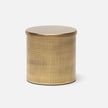Gold textured cylindrical container on a white background