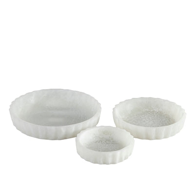 Curvy Edge White Bowl Set of 3