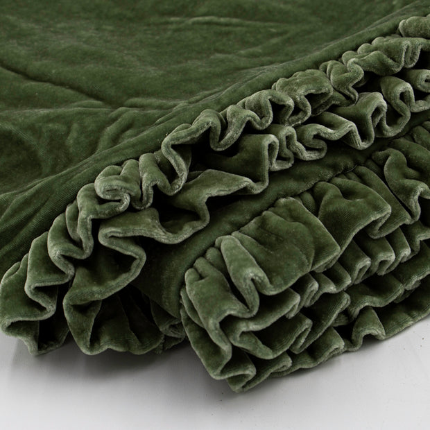 Velvet Ruffle Throw Sage