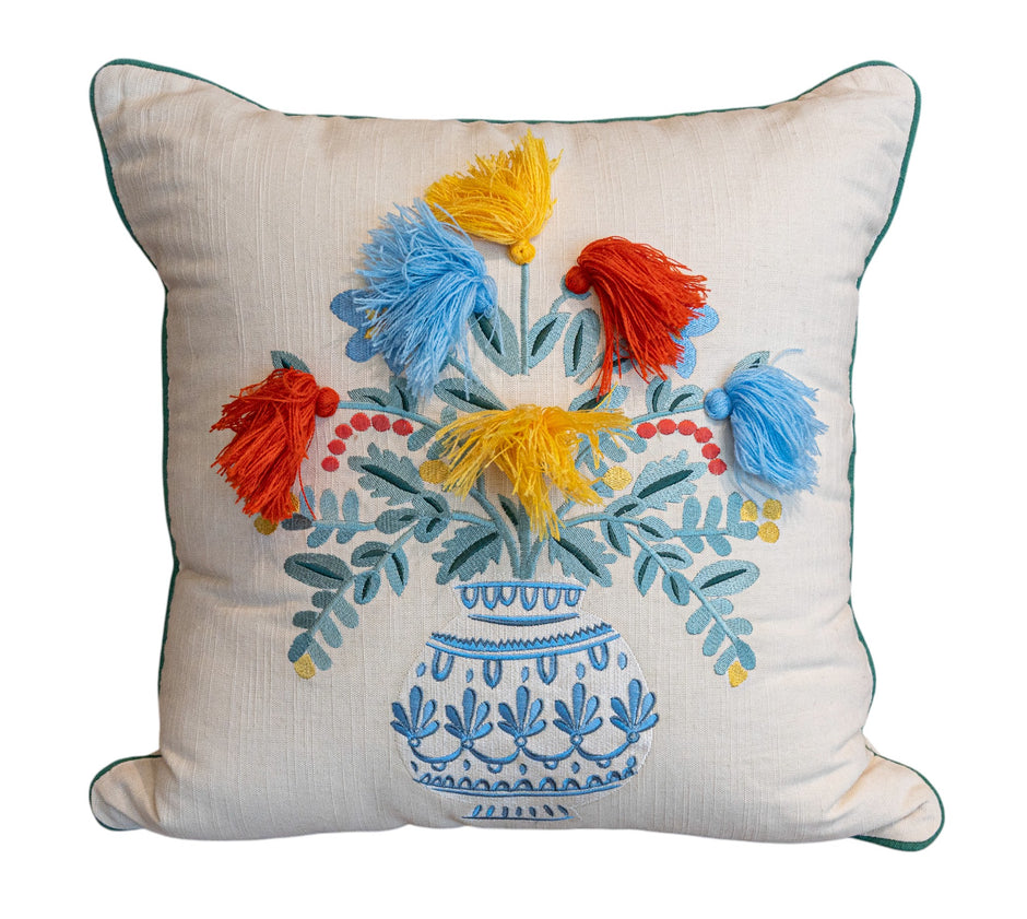 Tassel Flower Ivory Pillow