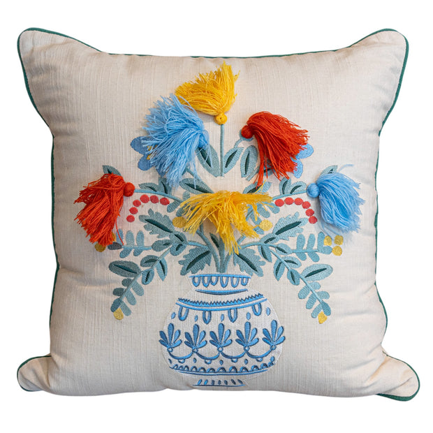 Tassel Flower Ivory Pillow