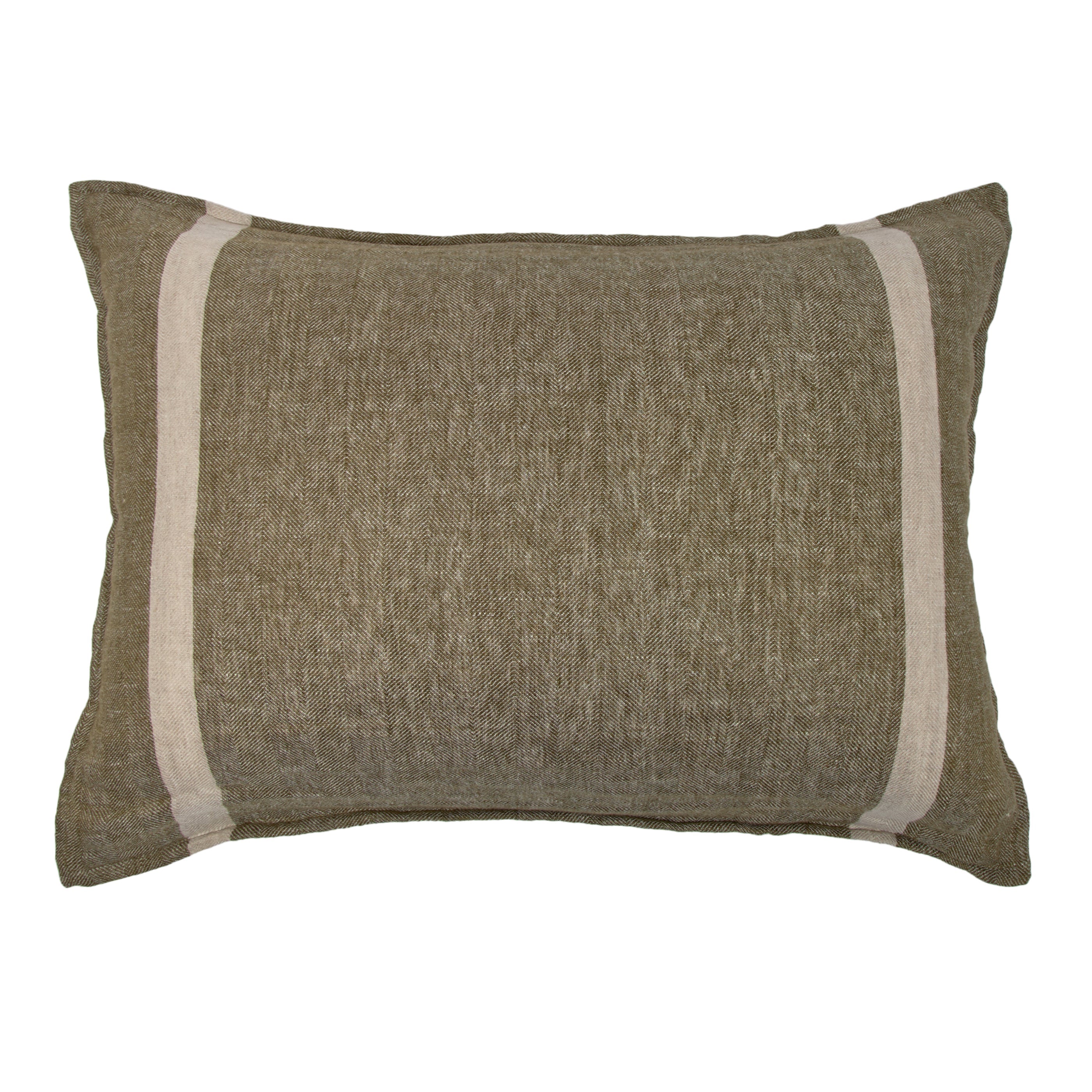 Brown pillow with beige stripes on a white background