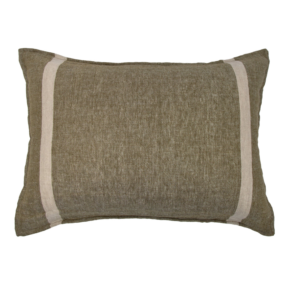 Brown pillow with beige stripes on a white background