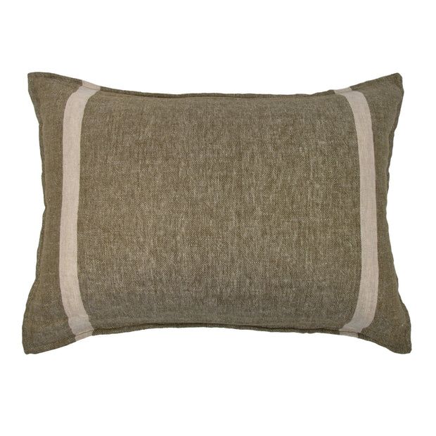 Brown pillow with beige stripes on a white background