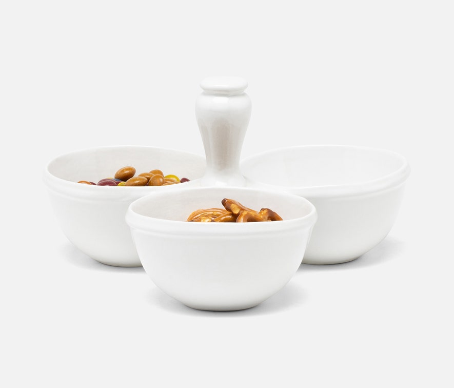 Ariana Stoneware Triple Snack Bowl