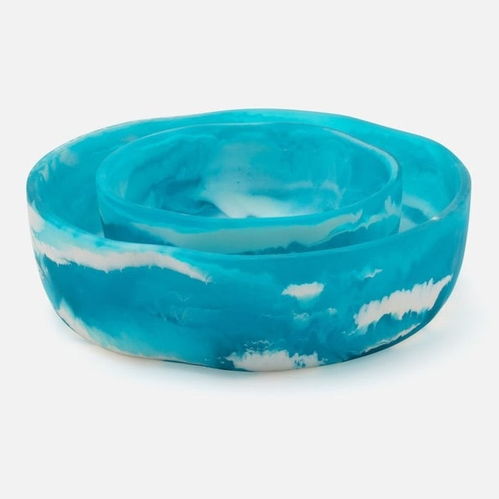 Beatrix Aqua Swirled Resin Bowls, Set of 2